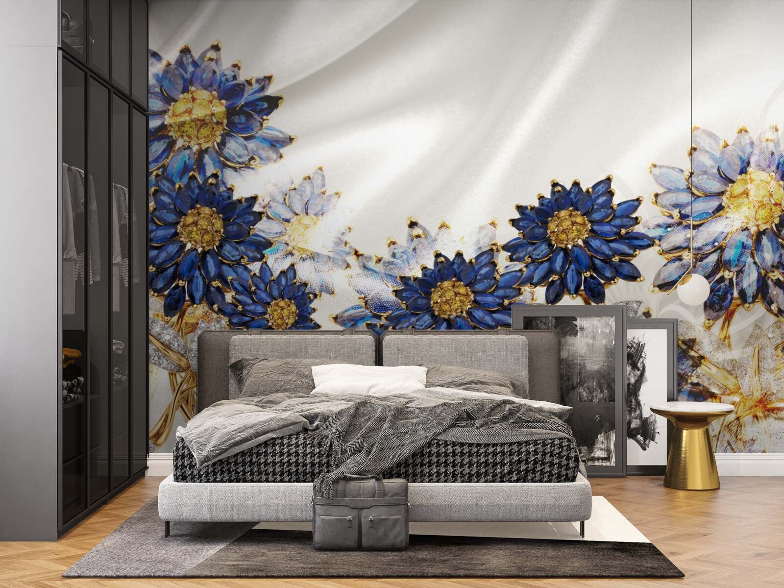 Fotobehang verbazingwekkende saffierbloemen