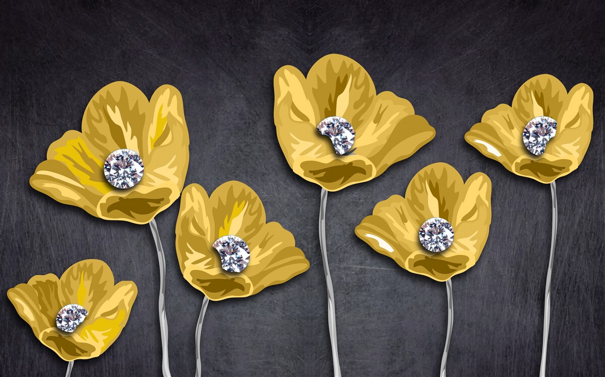 Fotobehang Gele tulpen op een grijze achtergrond