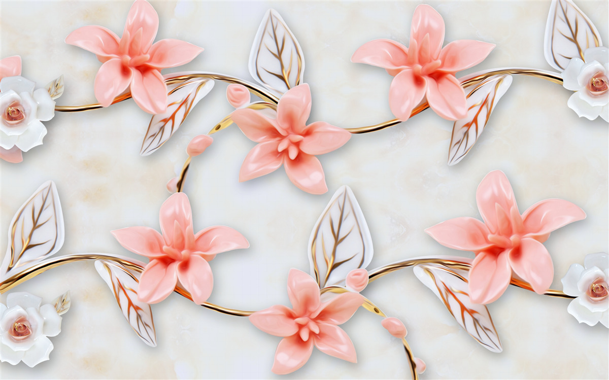 Fotobehang roze magnolia's aan de takken