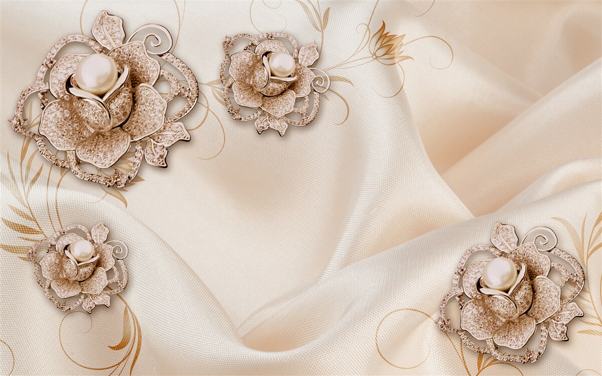 Fotobehang combinatie van delicate perzikzijde en bloemen