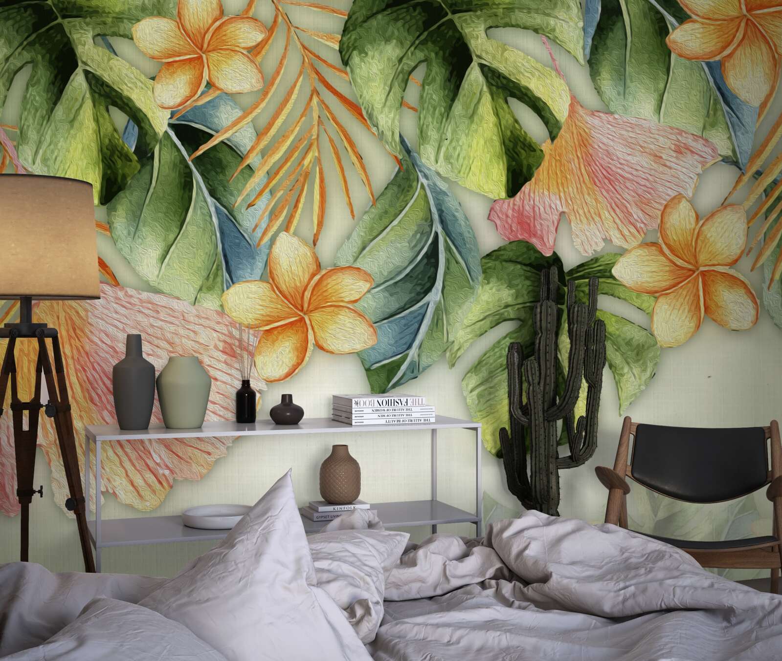 Fotobehang kleurrijke bladeren uit de tropen