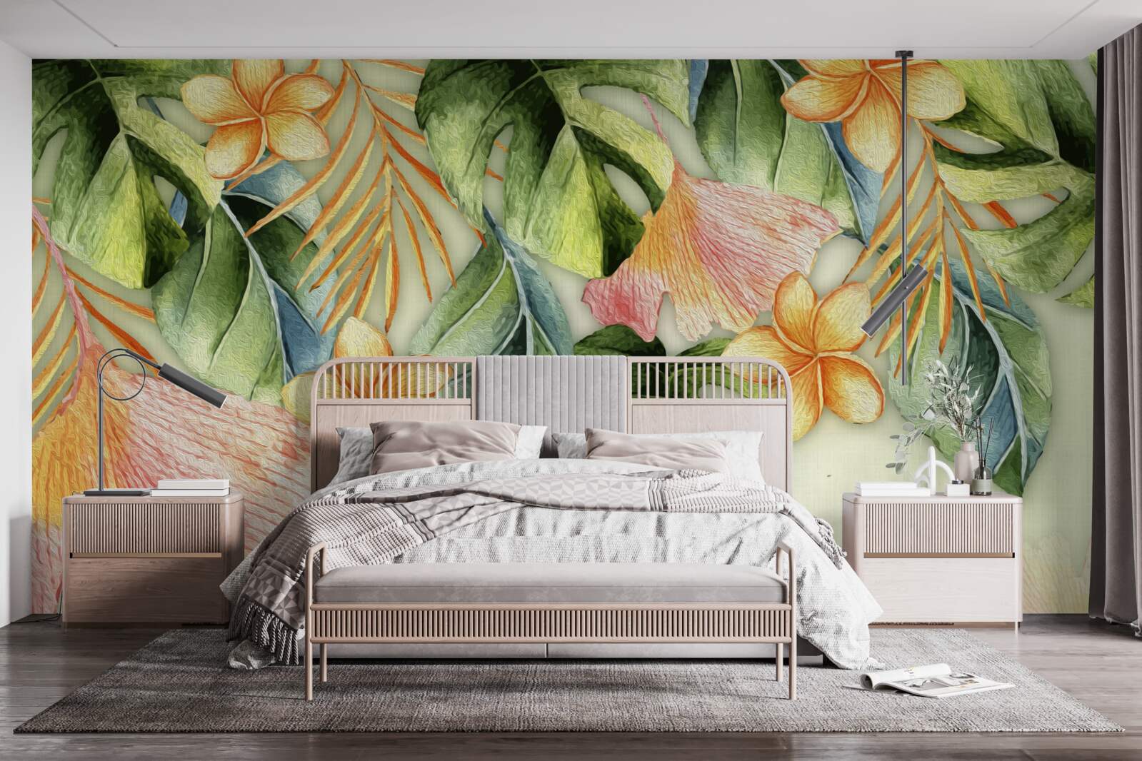 Fotobehang kleurrijke bladeren uit de tropen