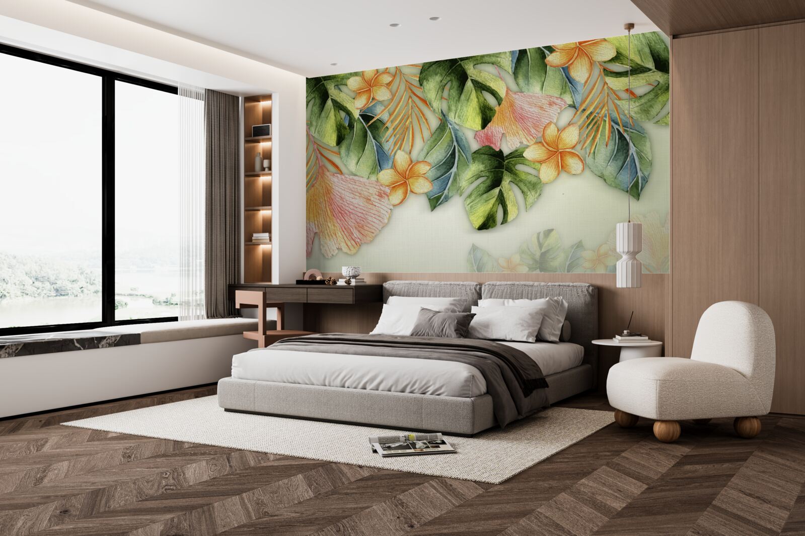 Fotobehang kleurrijke bladeren uit de tropen