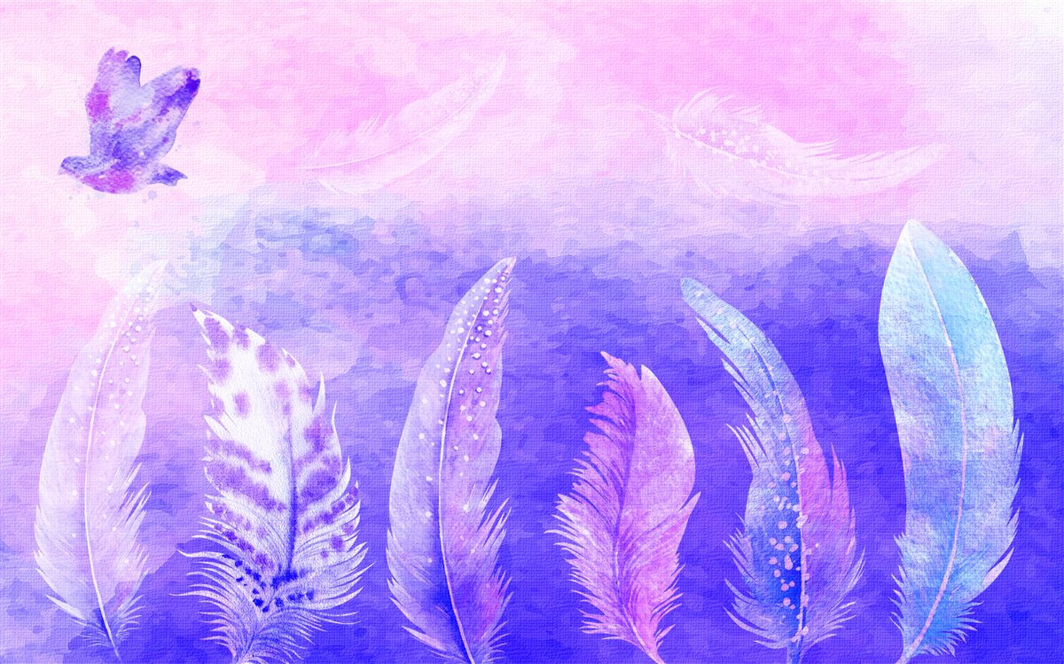 Fotobehang vogel vliegt boven de veren