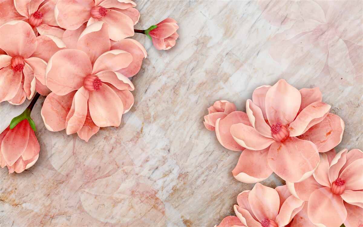 Fotobehang magnolia's met roze bloemen