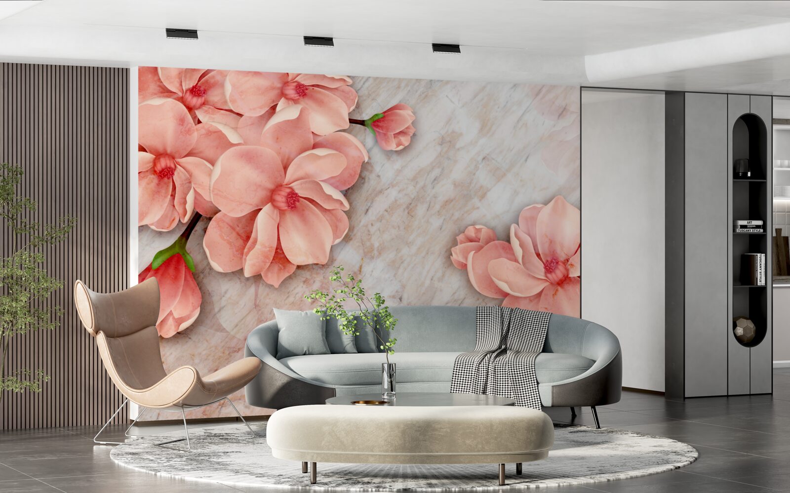Fotobehang magnolia's met roze bloemen