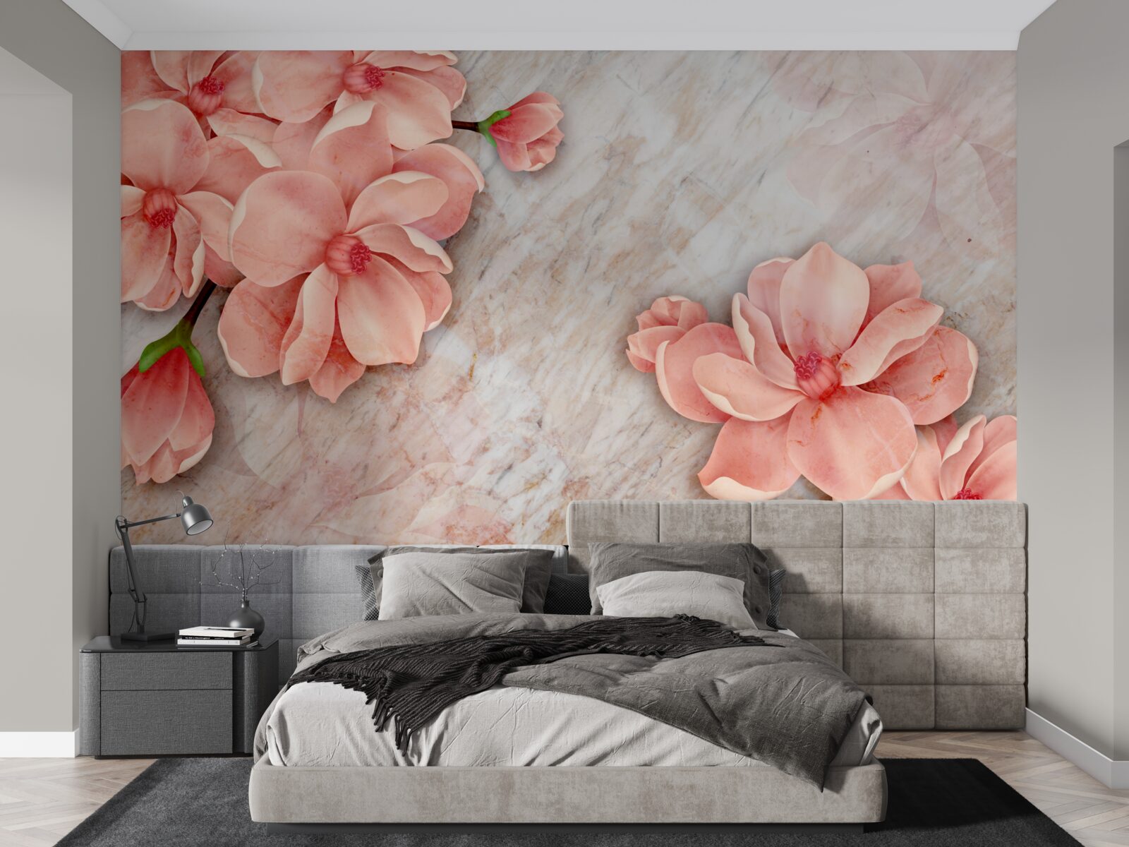 Fotobehang magnolia's met roze bloemen