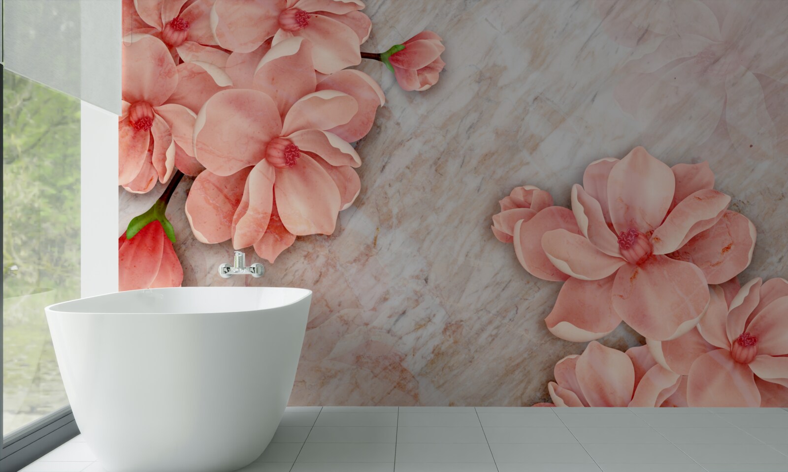 Fotobehang magnolia's met roze bloemen