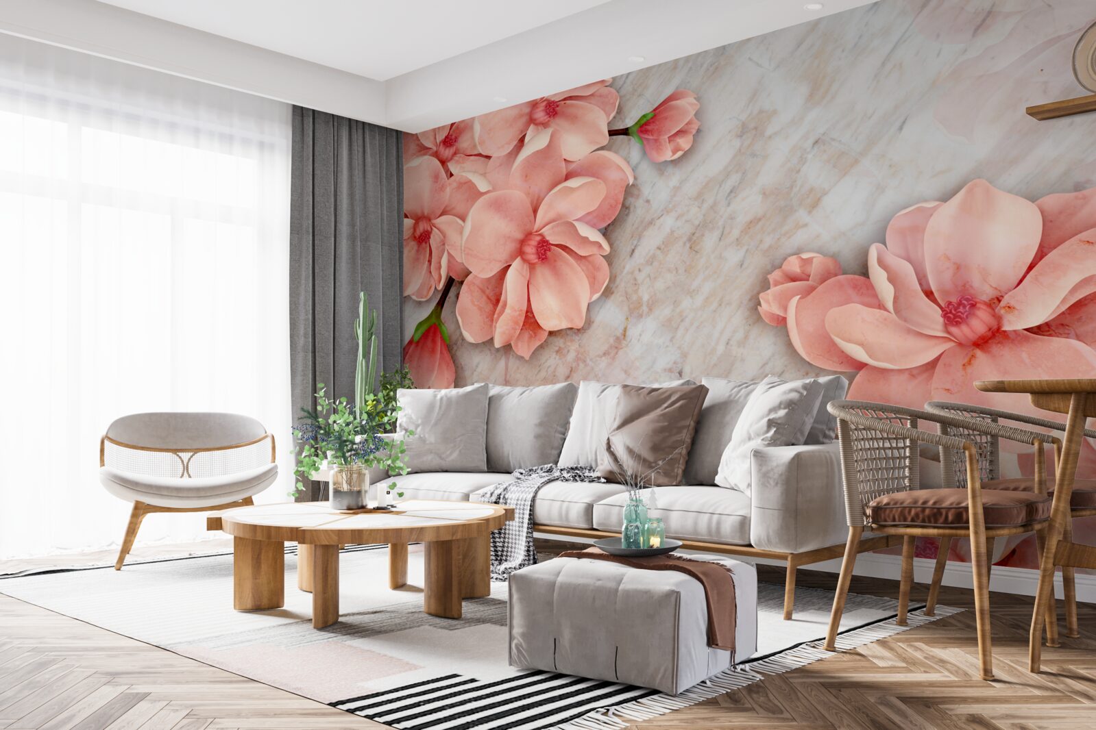 Fotobehang magnolia's met roze bloemen