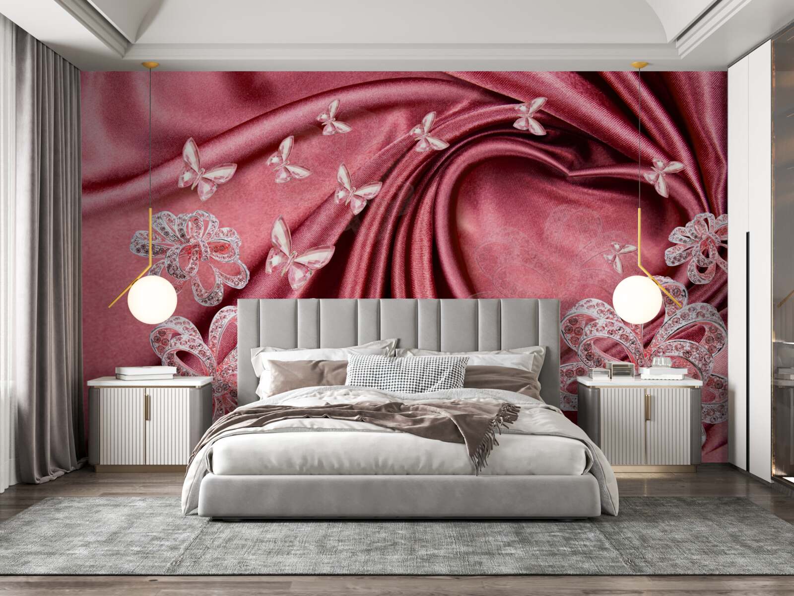 Fotobehang bloemdecoraties op zijde