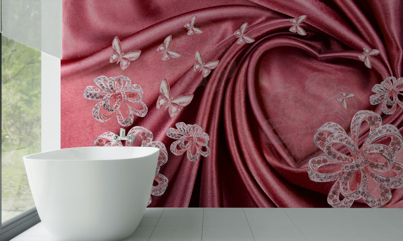 Fotobehang bloemdecoraties op zijde