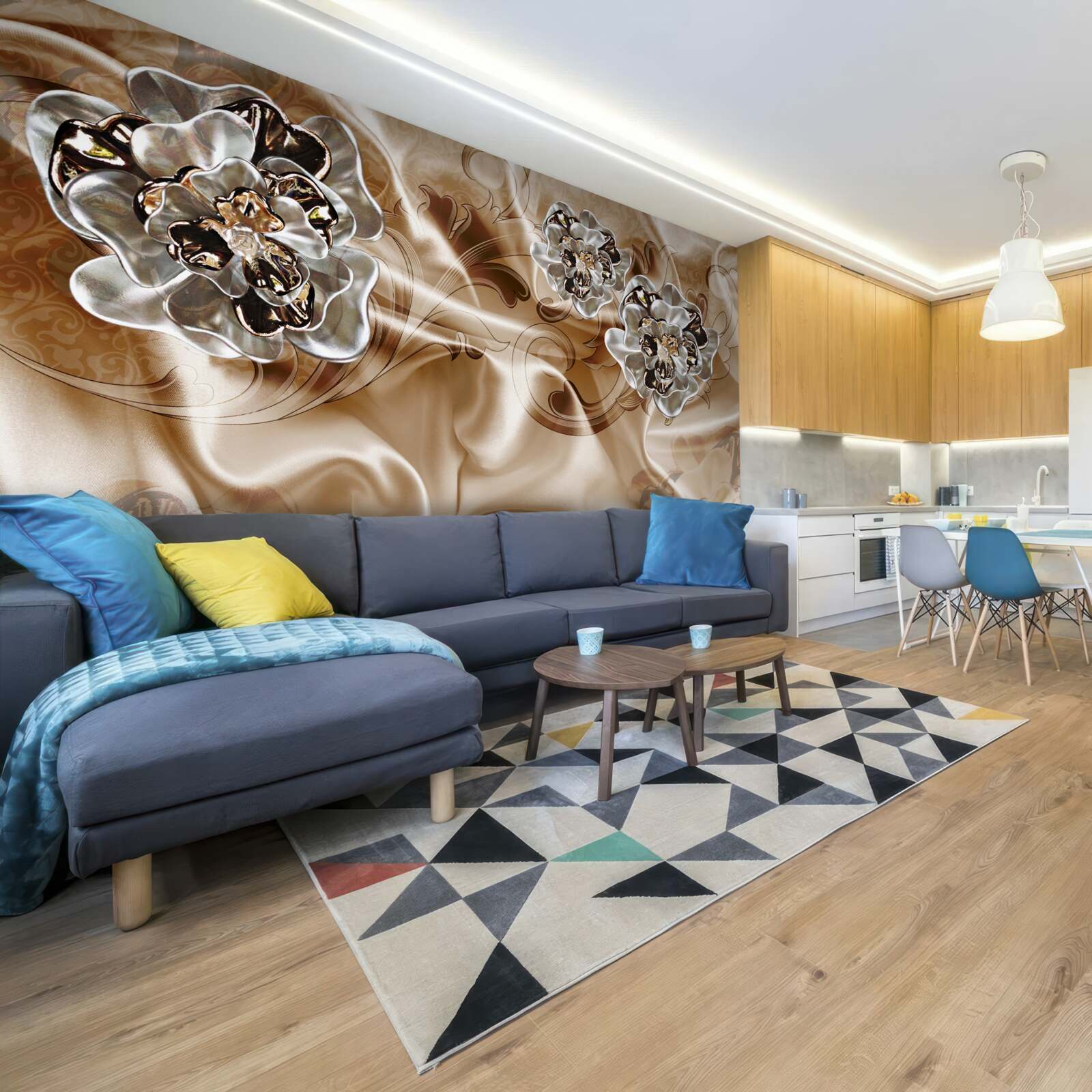 Fotobehang bergkristal heksenspel op perzikzijde