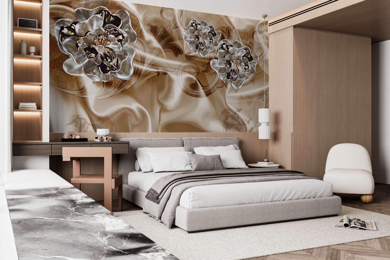 Fotobehang bergkristal heksenspel op perzikzijde