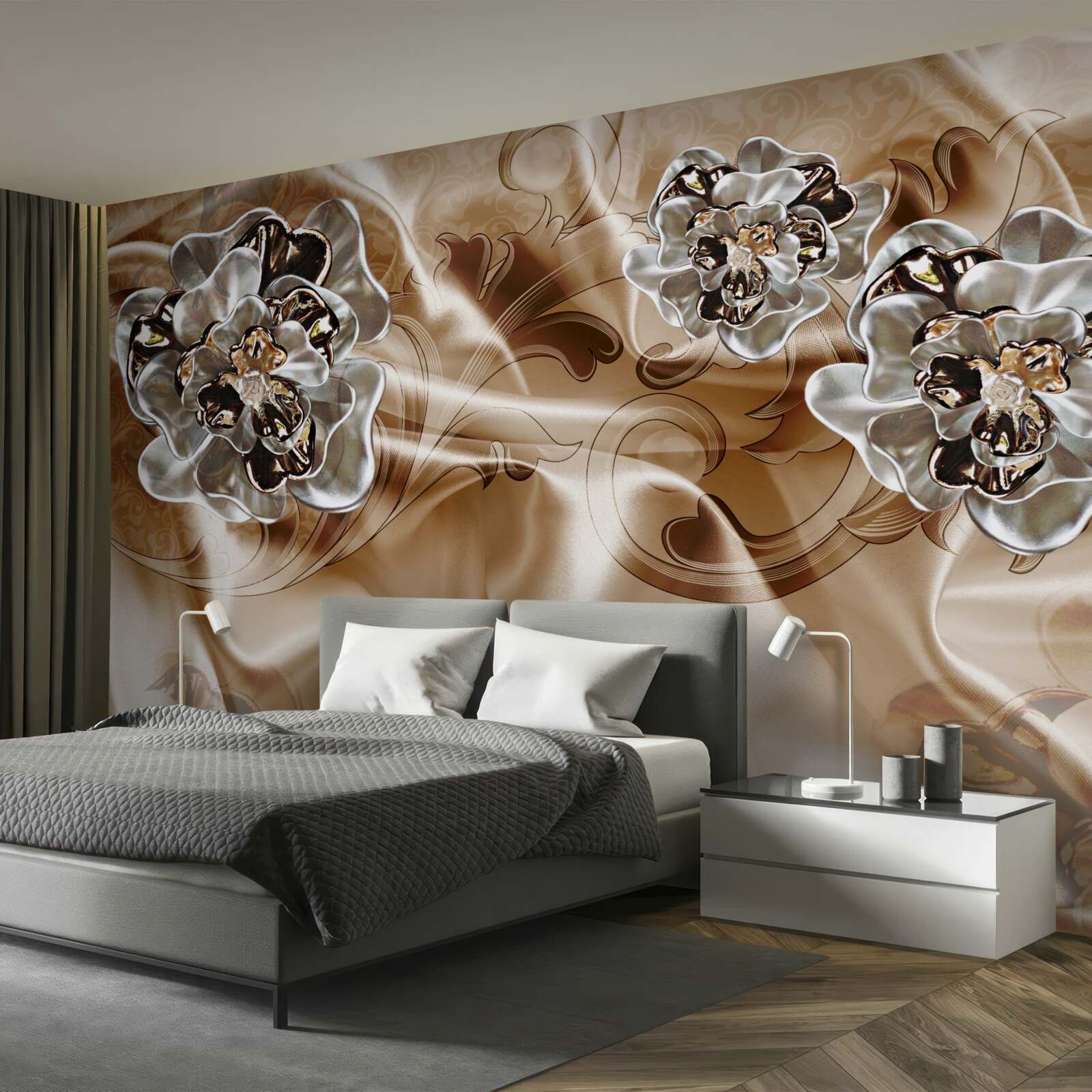 Fotobehang bergkristal heksenspel op perzikzijde