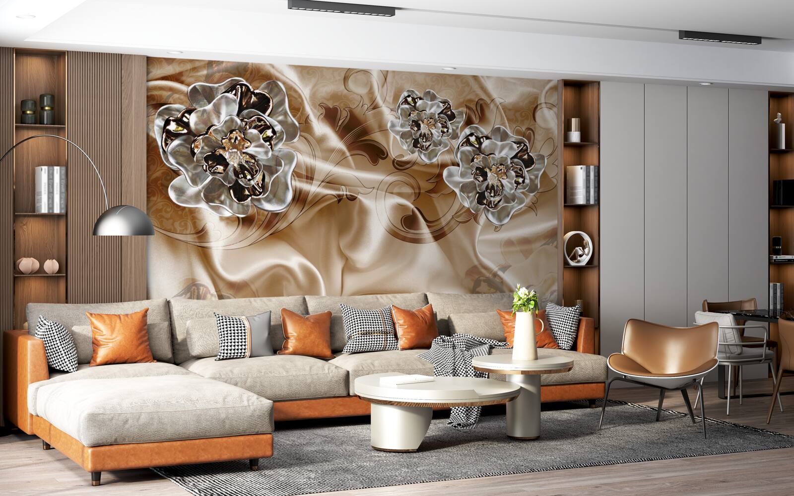 Fotobehang bergkristal heksenspel op perzikzijde