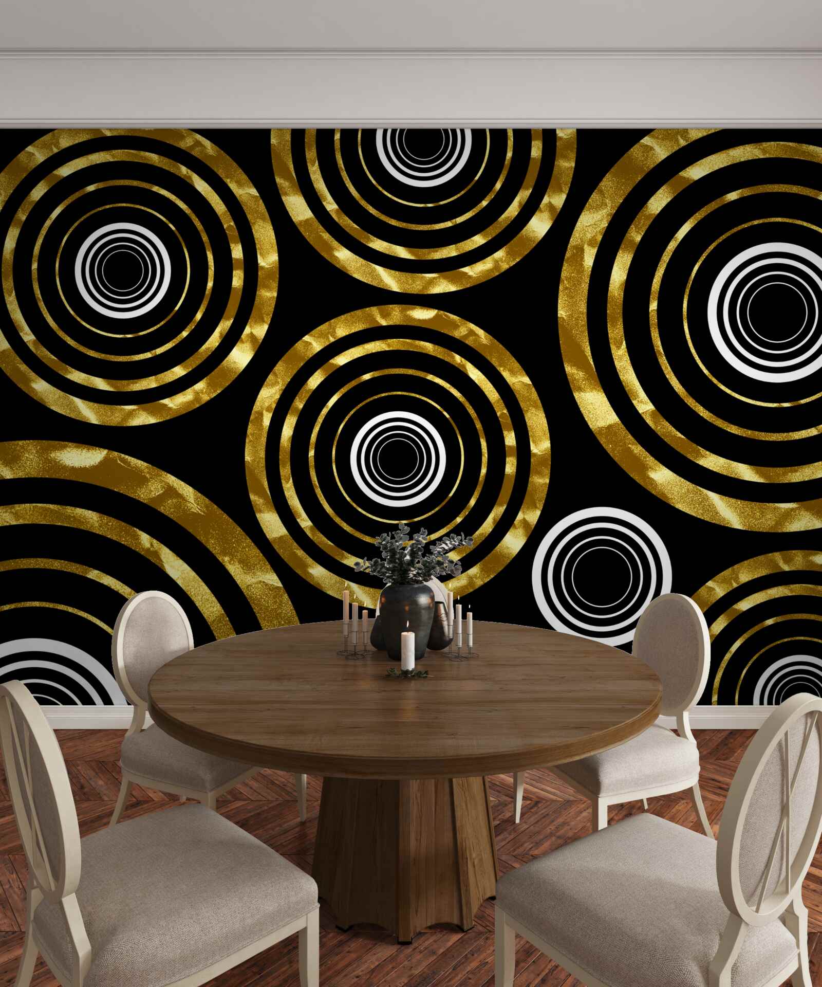 Fotobehang ringen van goud met een wit hart