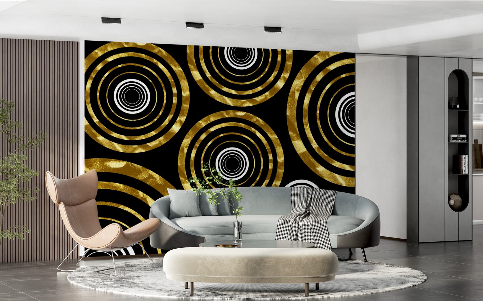 Fotobehang ringen van goud met een wit hart