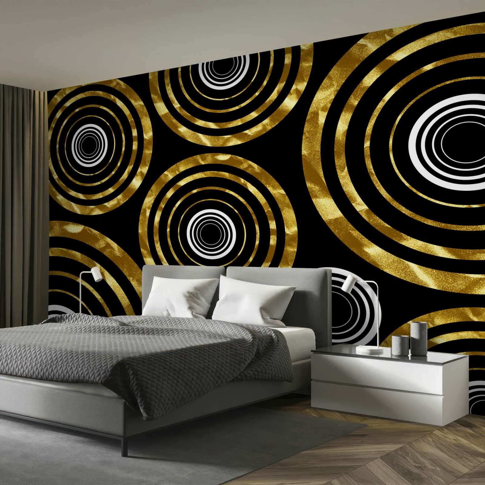 Fotobehang ringen van goud met een wit hart