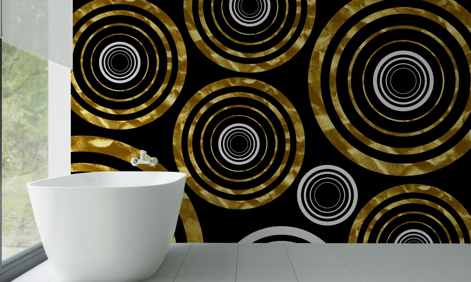 Fotobehang ringen van goud met een wit hart