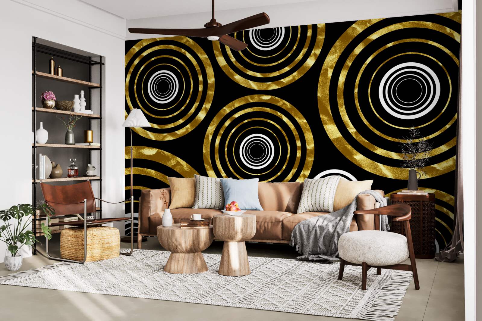 Fotobehang ringen van goud met een wit hart