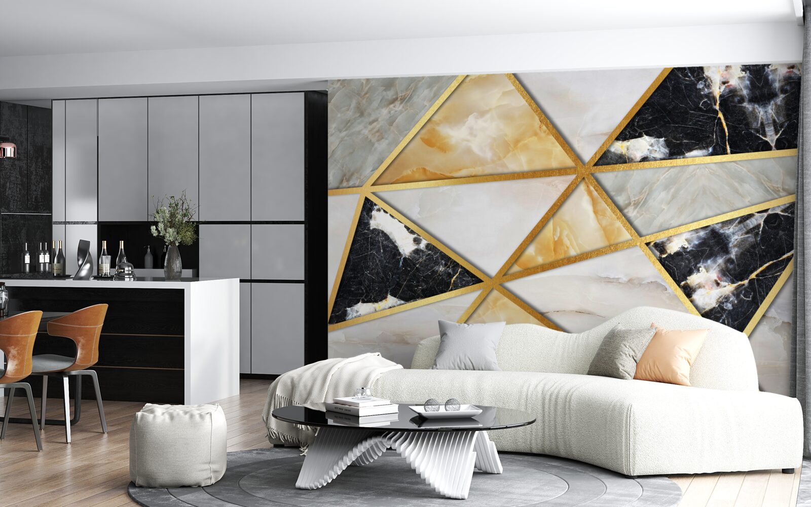 Fotobehang marmeren achtergrond met geometrisch patroon