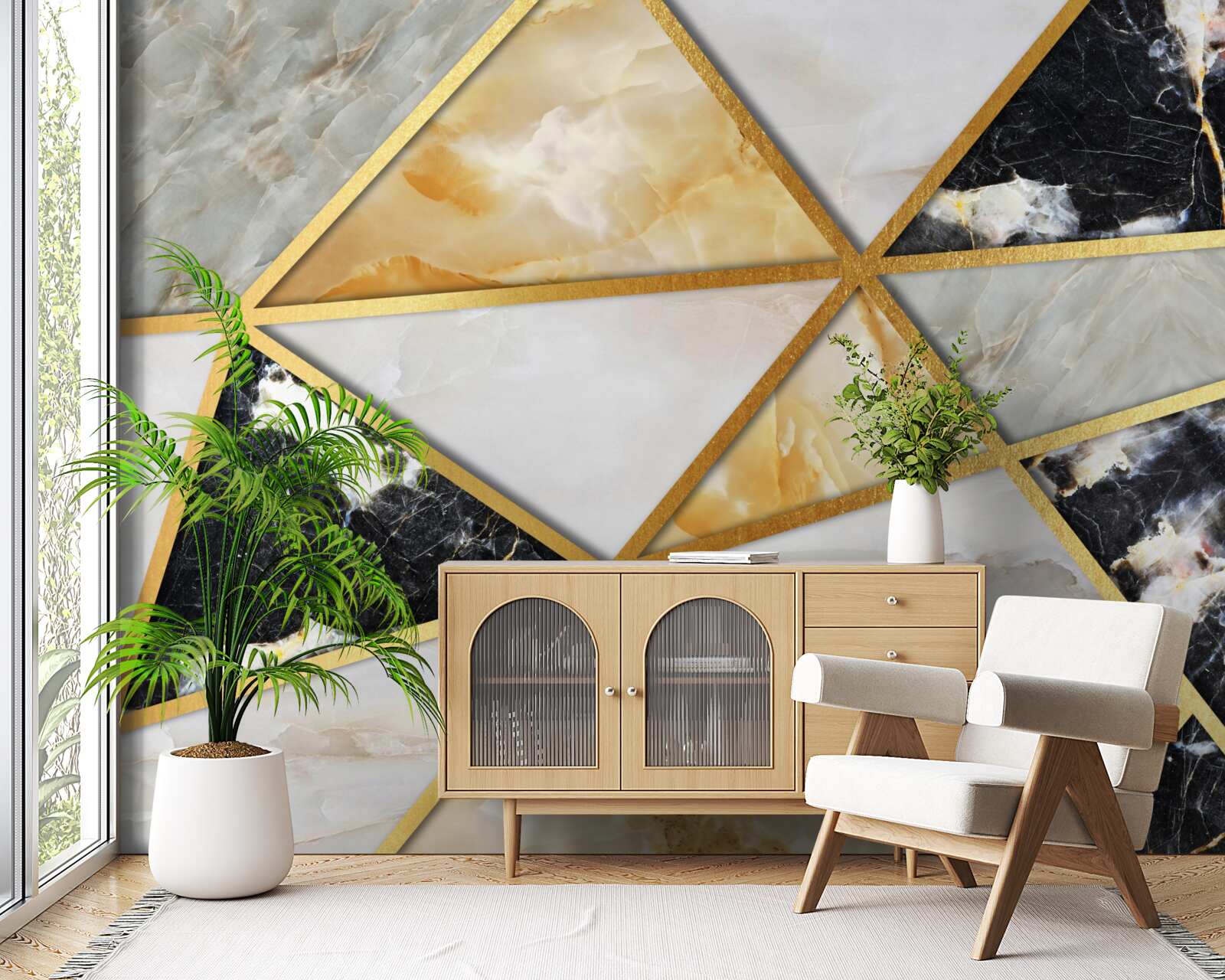 Fotobehang marmeren achtergrond met geometrisch patroon