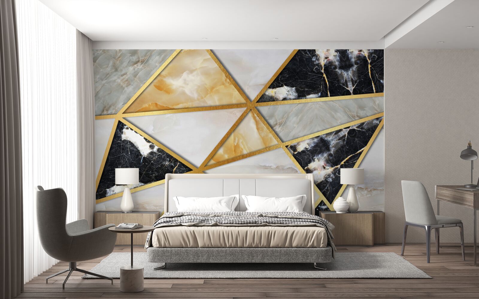 Fotobehang marmeren achtergrond met geometrisch patroon