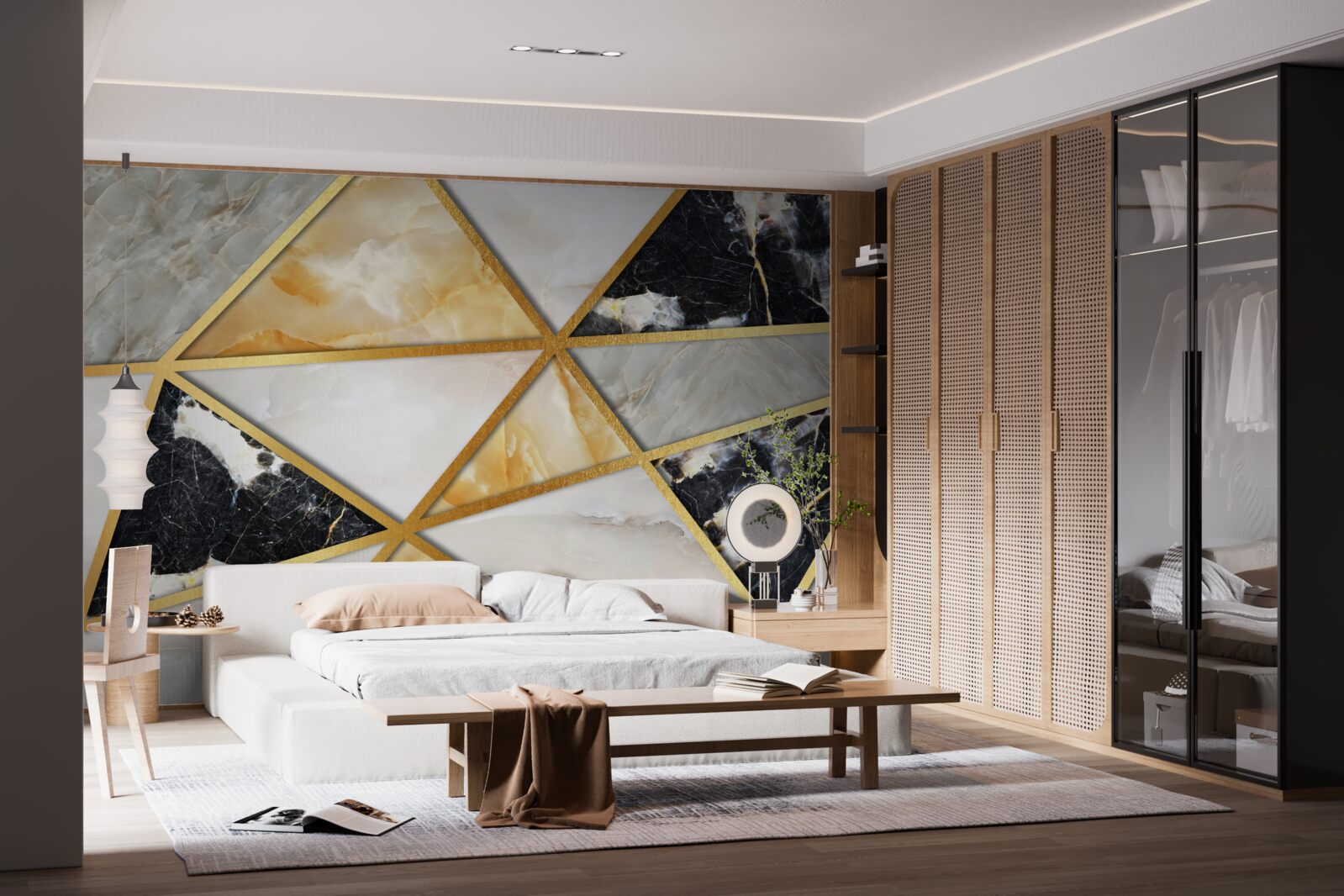 Fotobehang marmeren achtergrond met geometrisch patroon