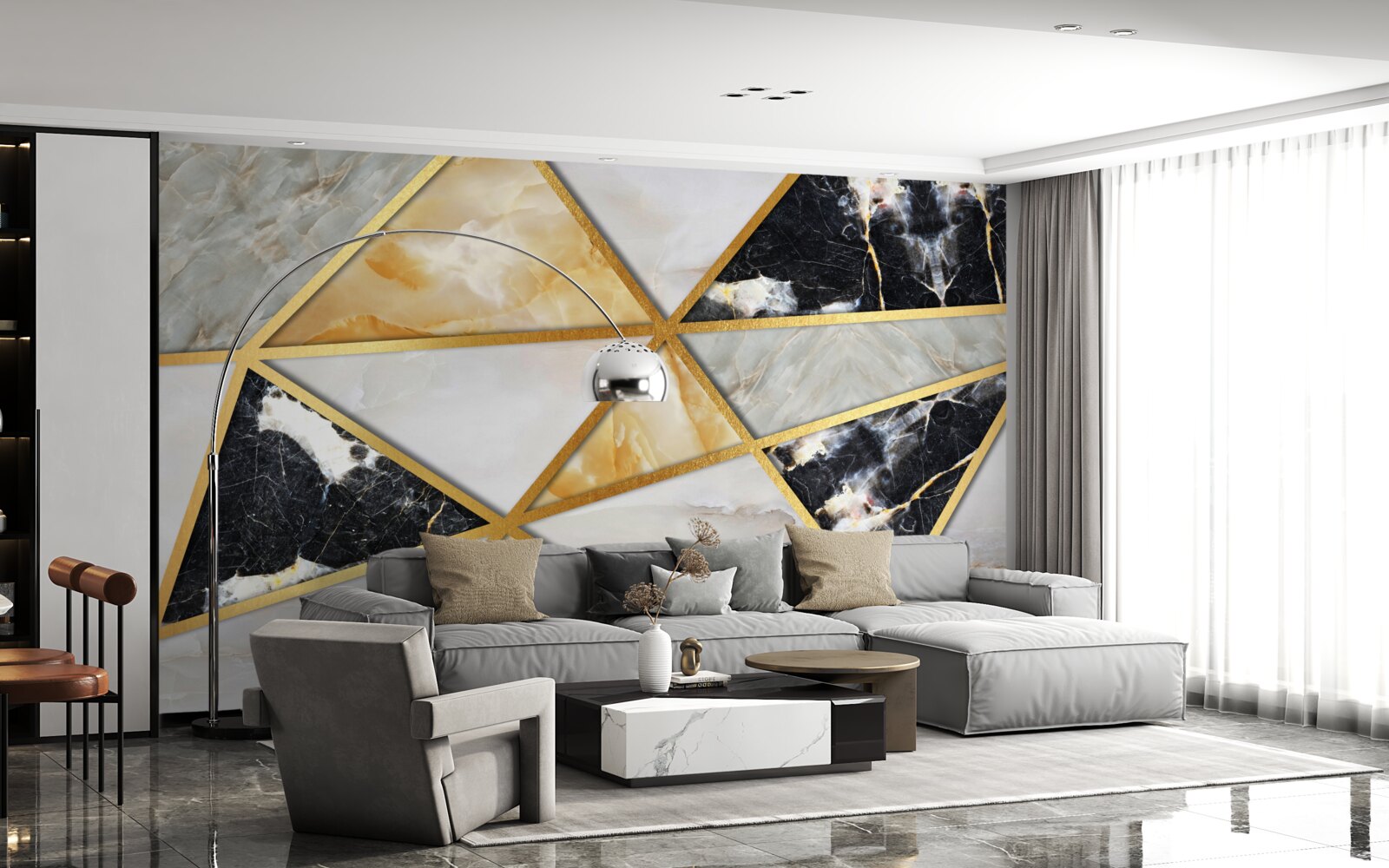 Fotobehang marmeren achtergrond met geometrisch patroon