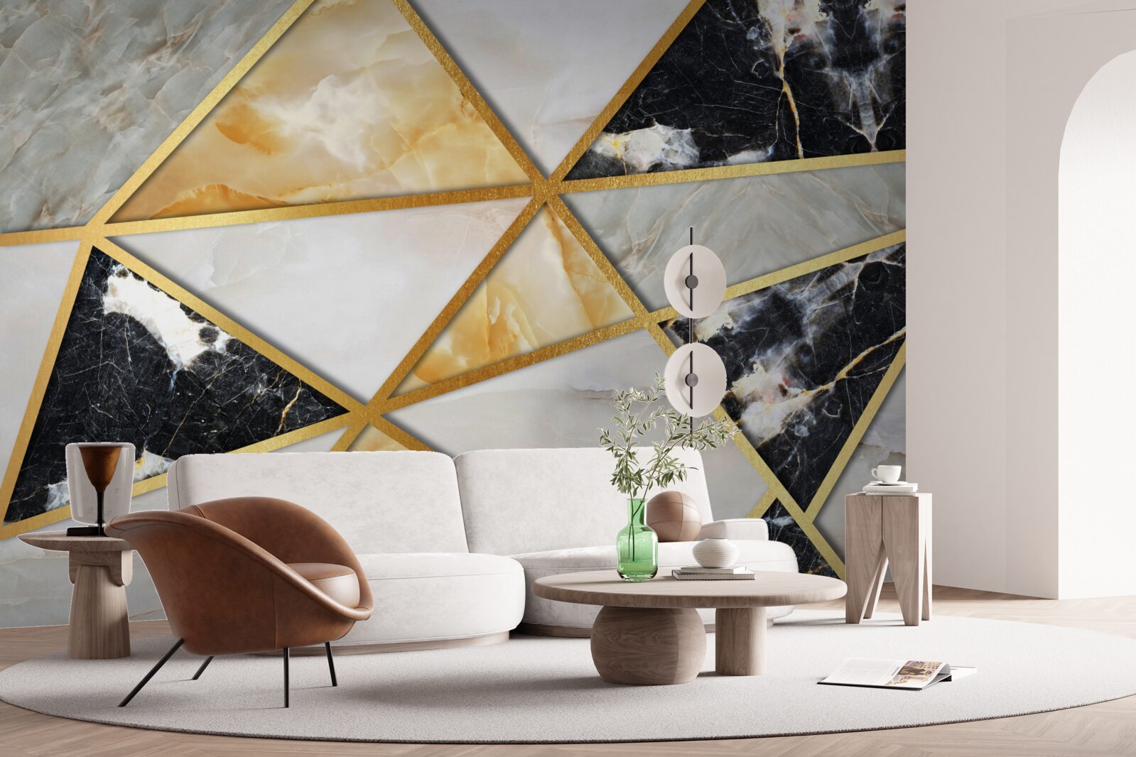 Fotobehang marmeren achtergrond met geometrisch patroon