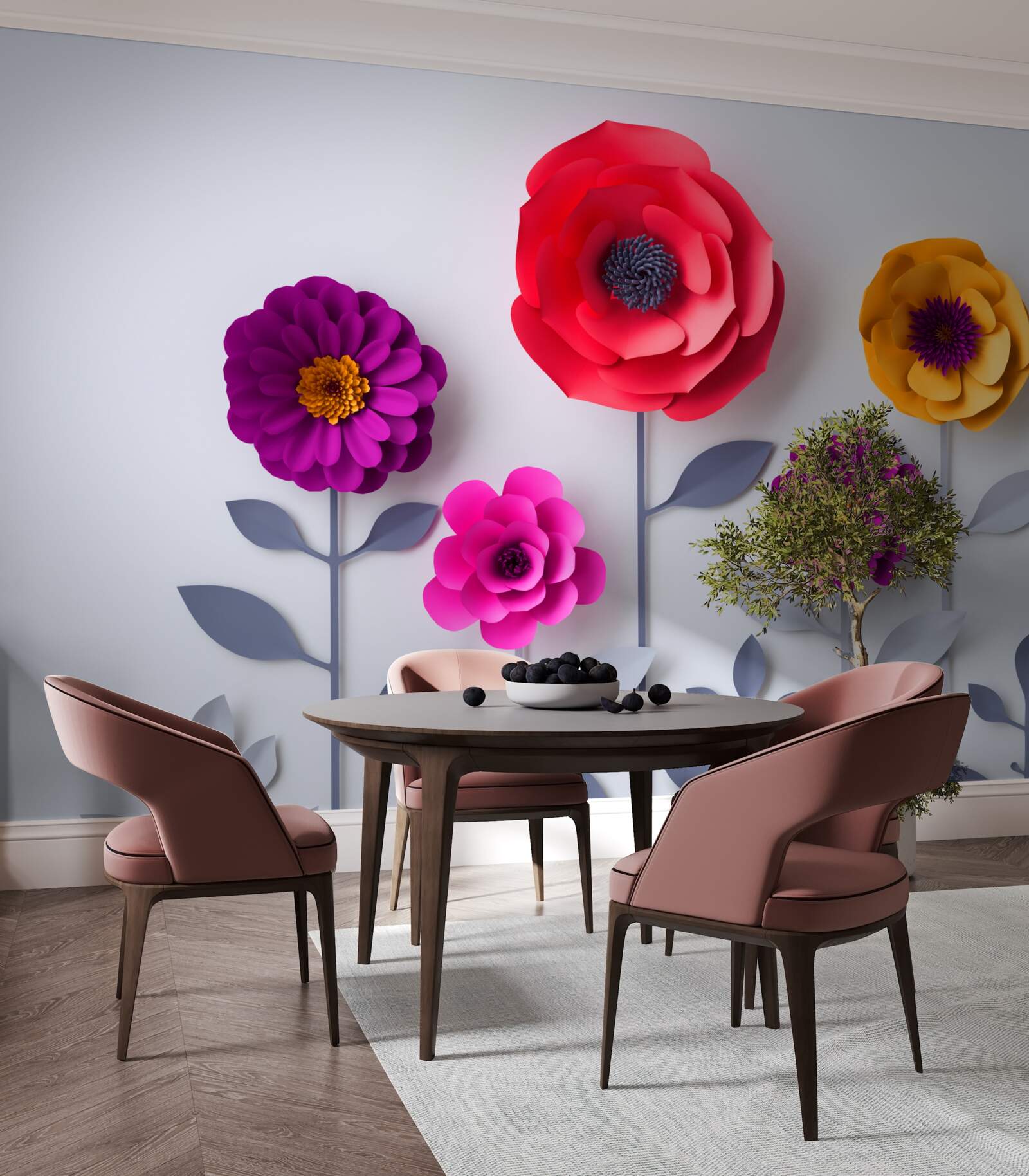 Fotobehang kleurrijke bloemen