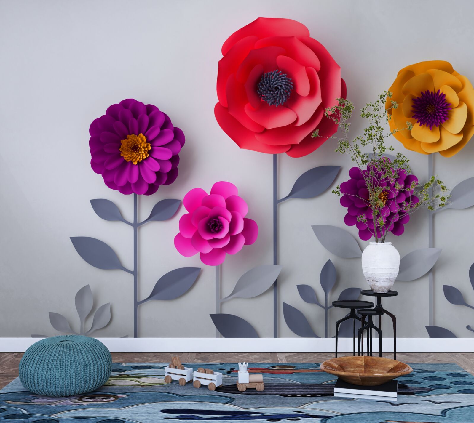 Fotobehang kleurrijke bloemen