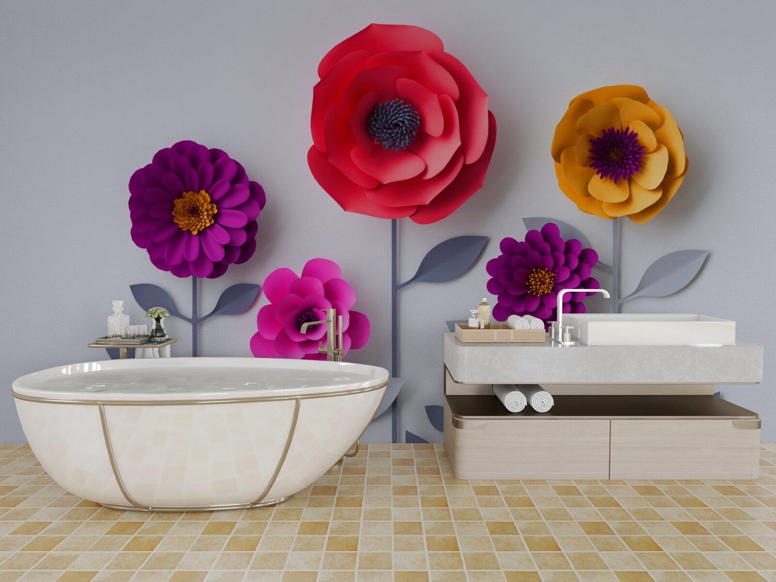 Fotobehang kleurrijke bloemen