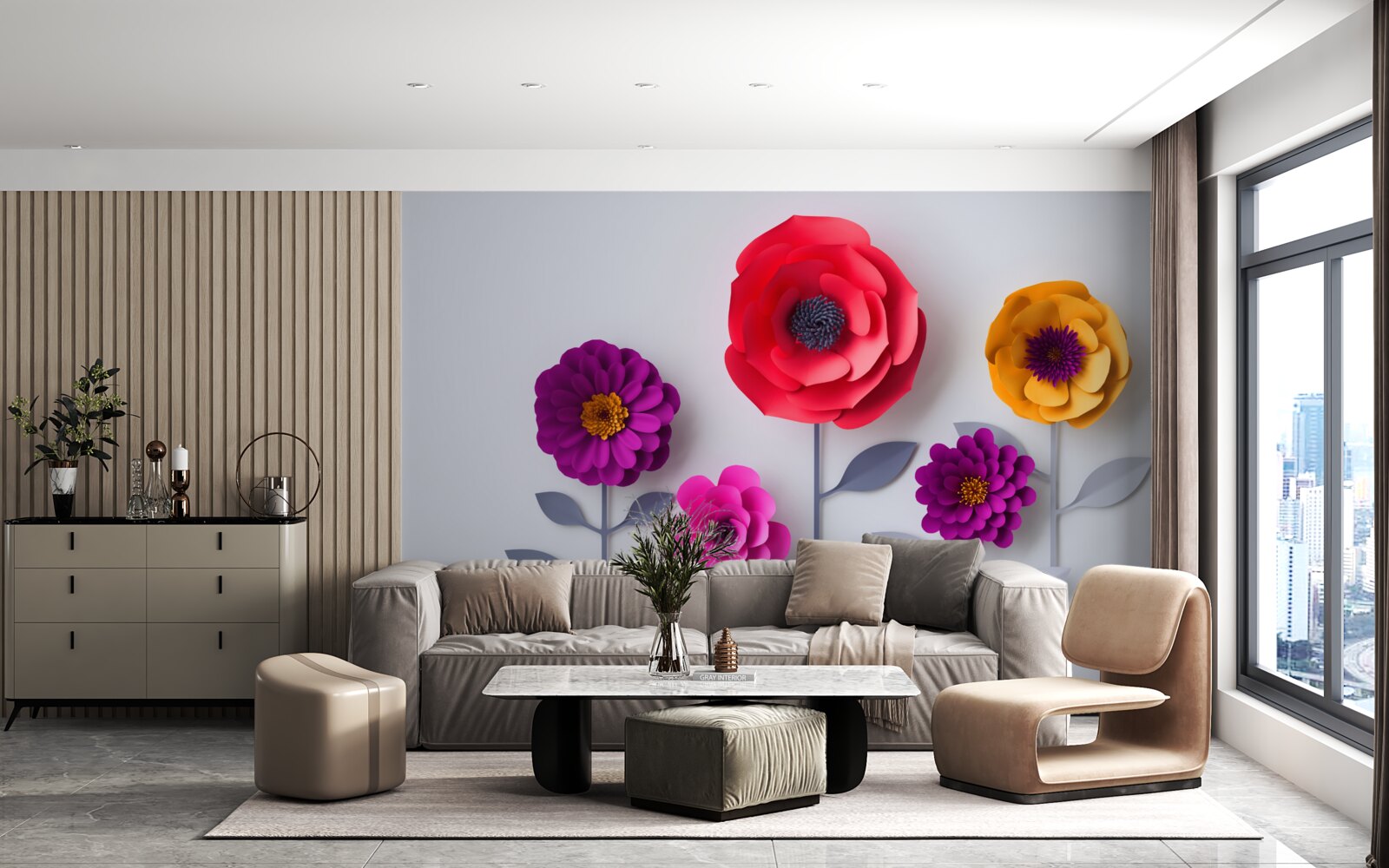 Fotobehang kleurrijke bloemen