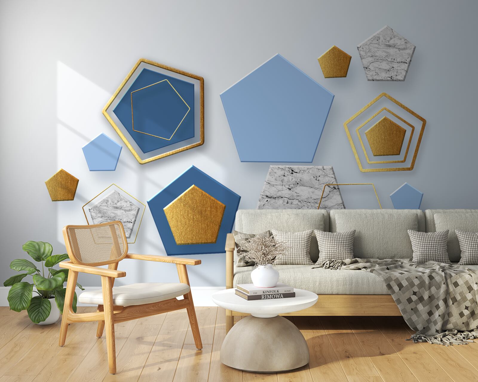 Fotobehang zeshoeken in verschillende kleurschakeringen