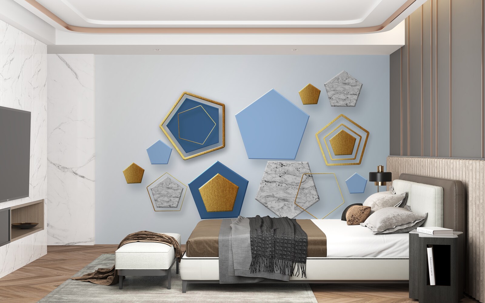 Fotobehang zeshoeken in verschillende kleurschakeringen