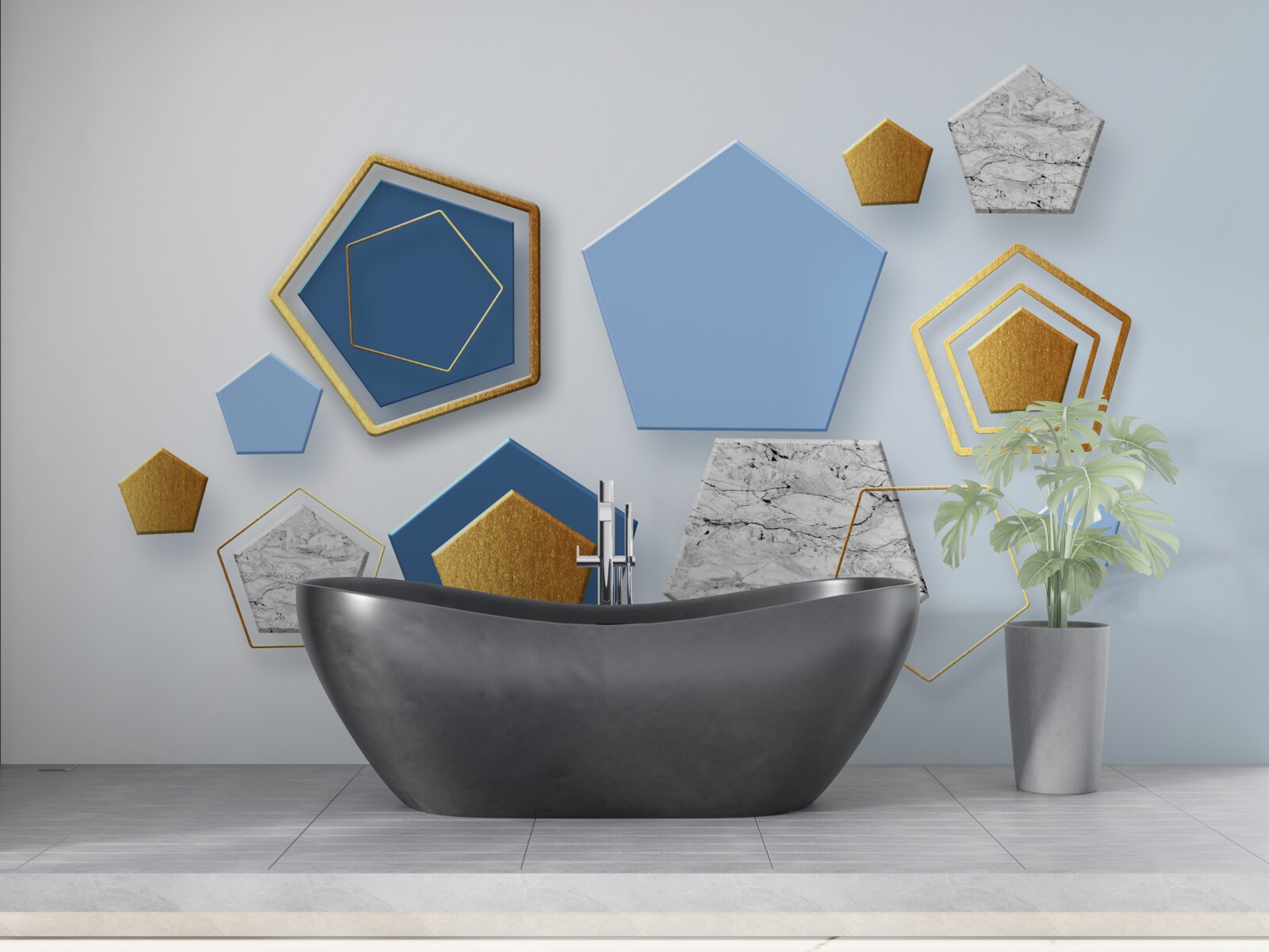 Fotobehang zeshoeken in verschillende kleurschakeringen