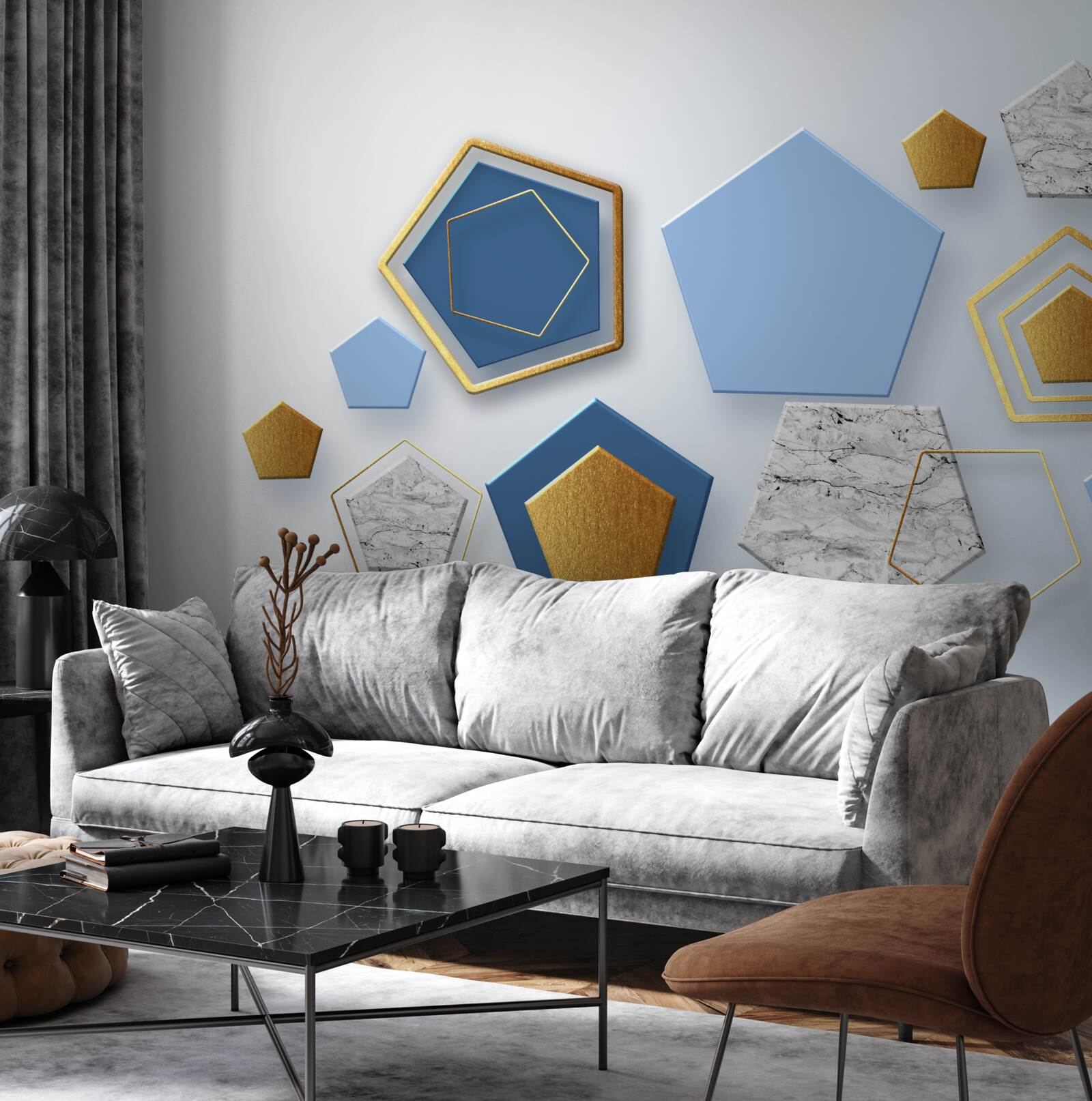 Fotobehang zeshoeken in verschillende kleurschakeringen