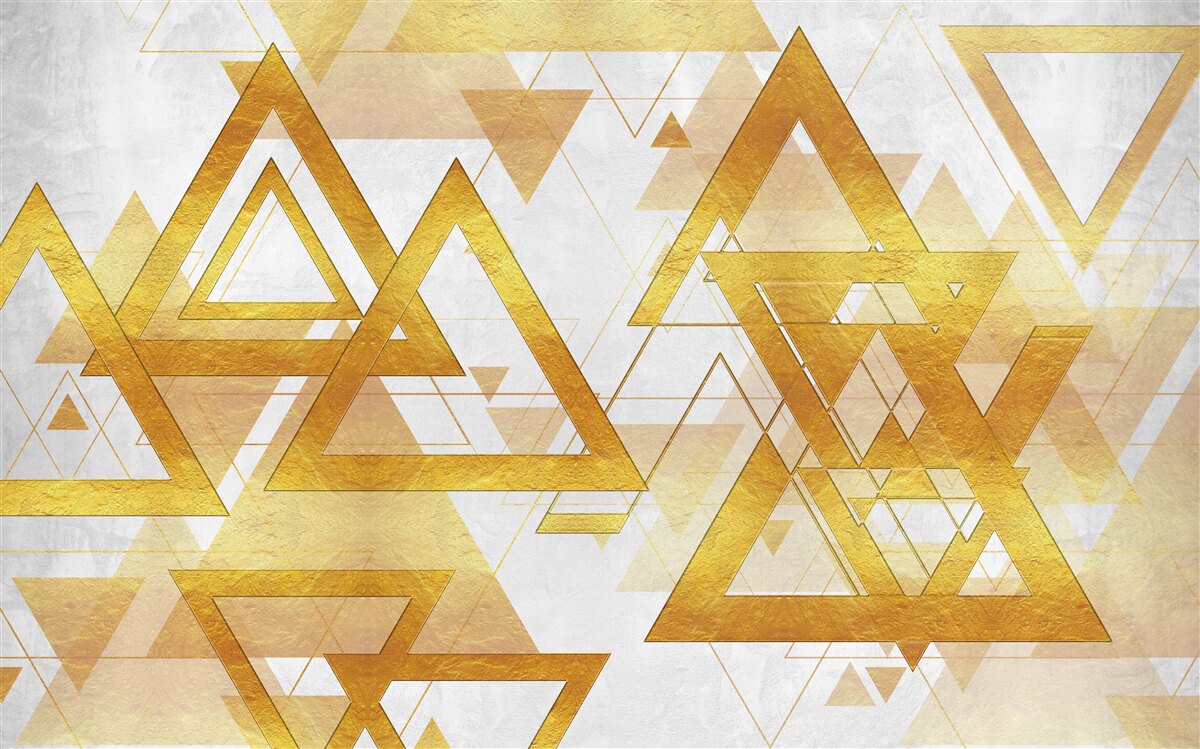 Fotobehang massa van gouden driehoeken