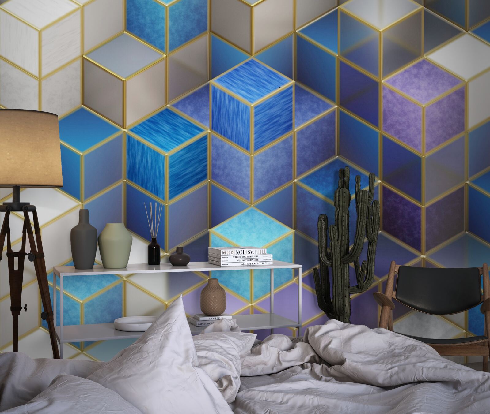 Fotobehang verzameling kubussen in verschillende kleuren