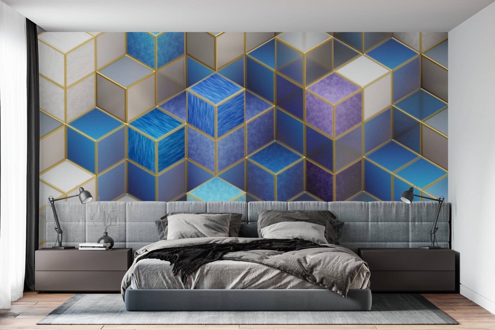 Fotobehang verzameling kubussen in verschillende kleuren