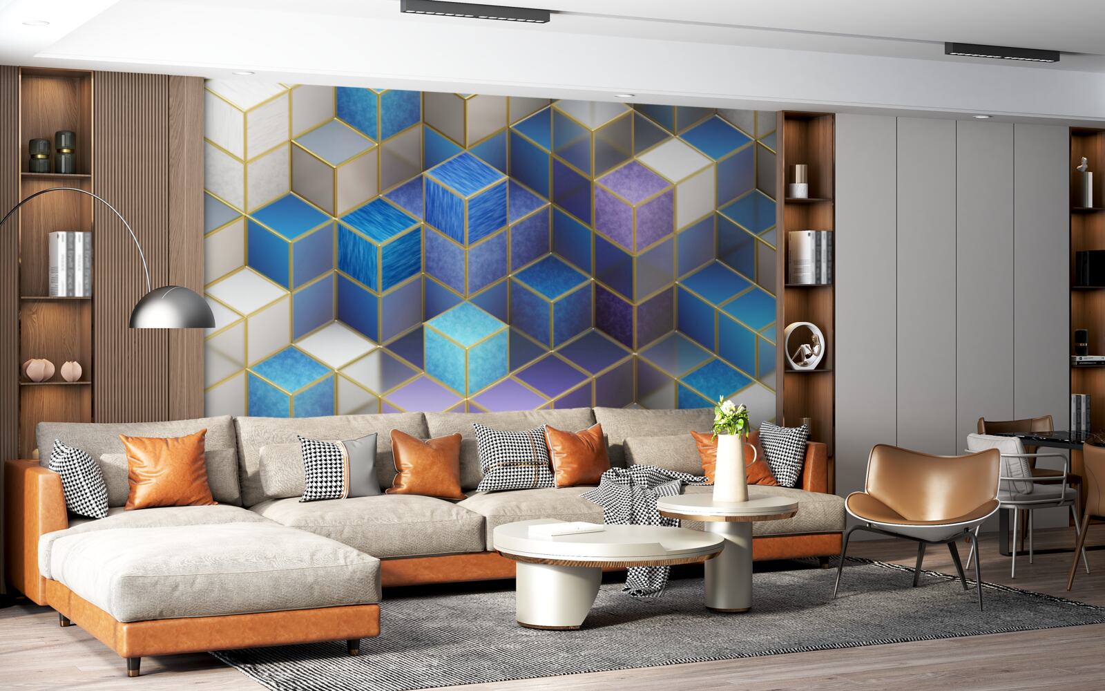 Fotobehang verzameling kubussen in verschillende kleuren