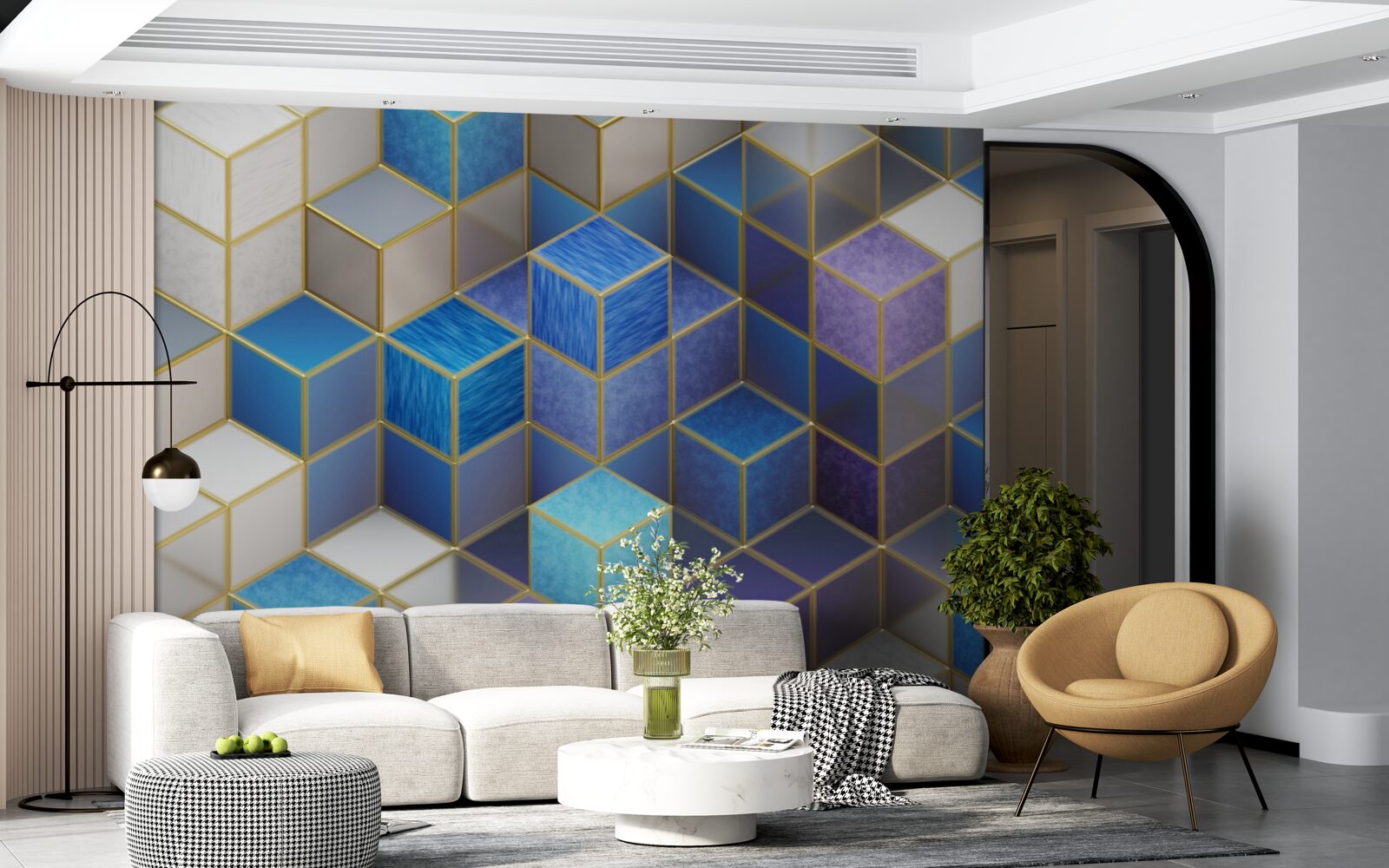 Fotobehang verzameling kubussen in verschillende kleuren