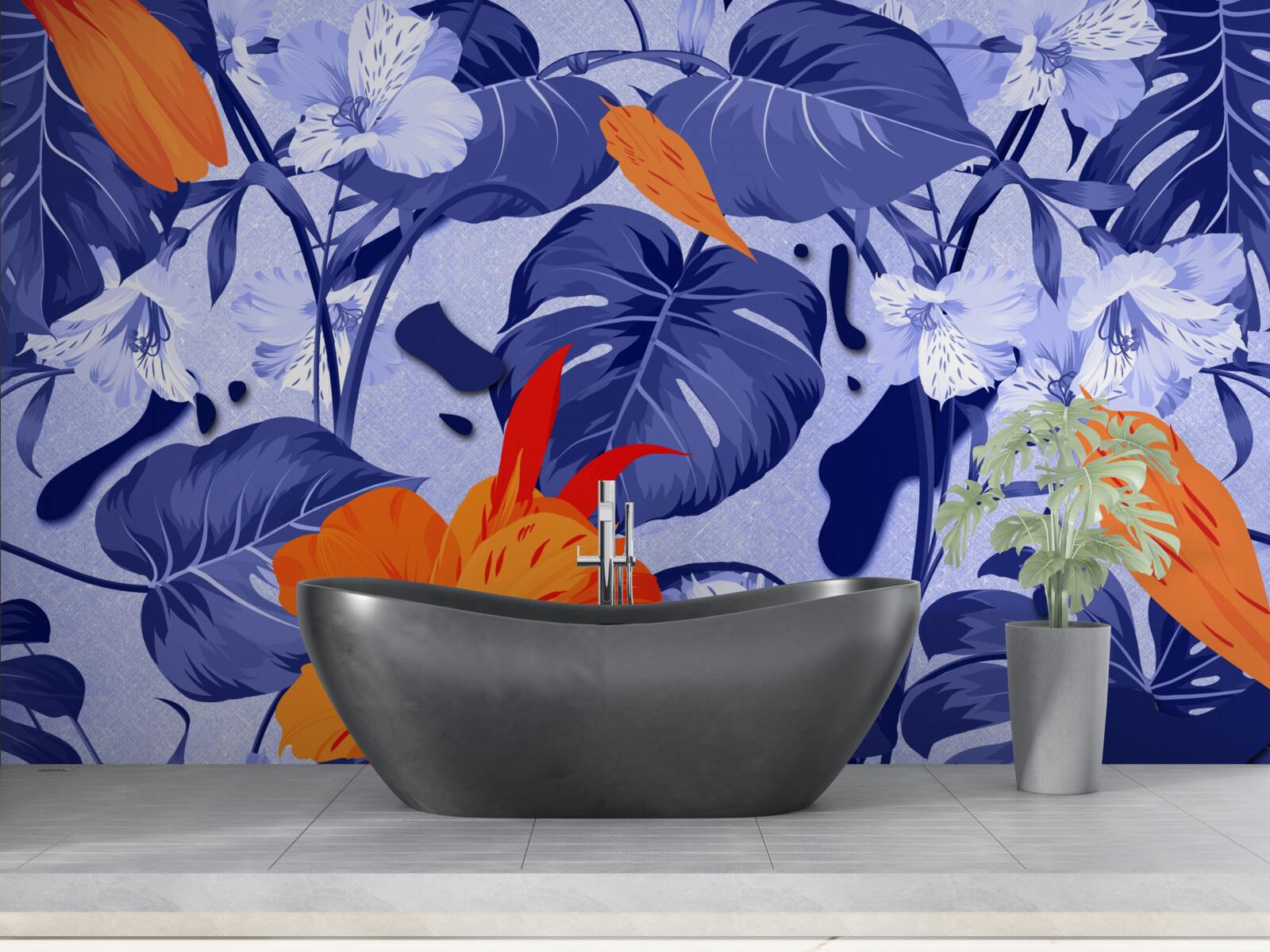 Fotobehang tropische perzik lelie