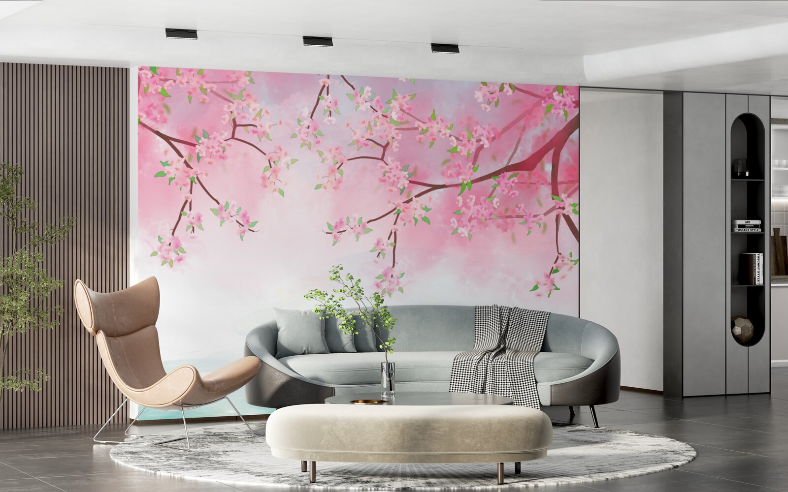 Fotobehang rozenbloemen bloeien op boomtakken