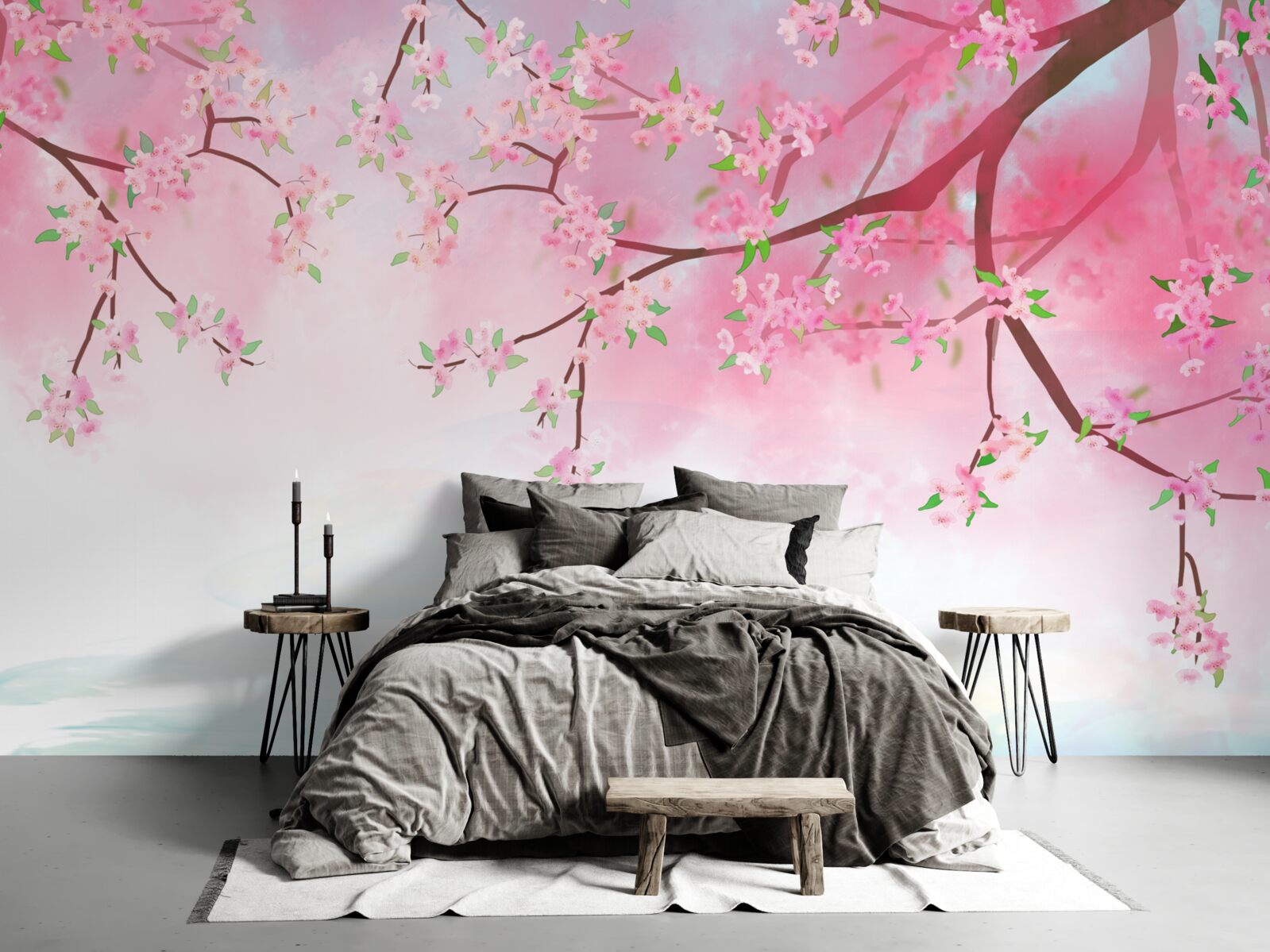 Fotobehang rozenbloemen bloeien op boomtakken