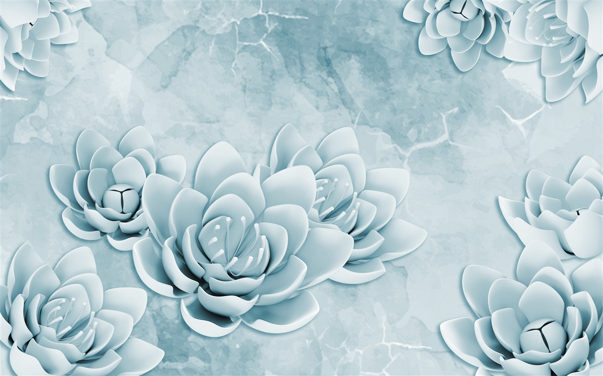 Fotobehang bloemen met een delicate blauwe tint