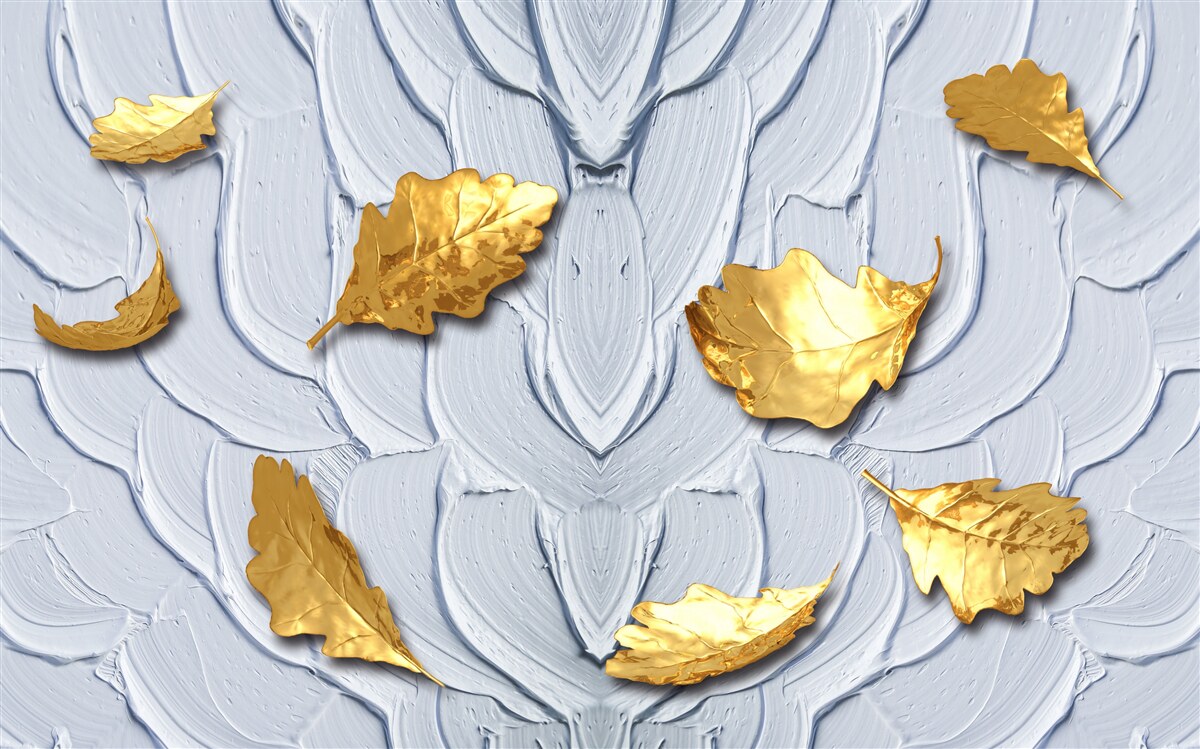 Fotobehang gouden bladeren nestelen zich op het wateroppervlak