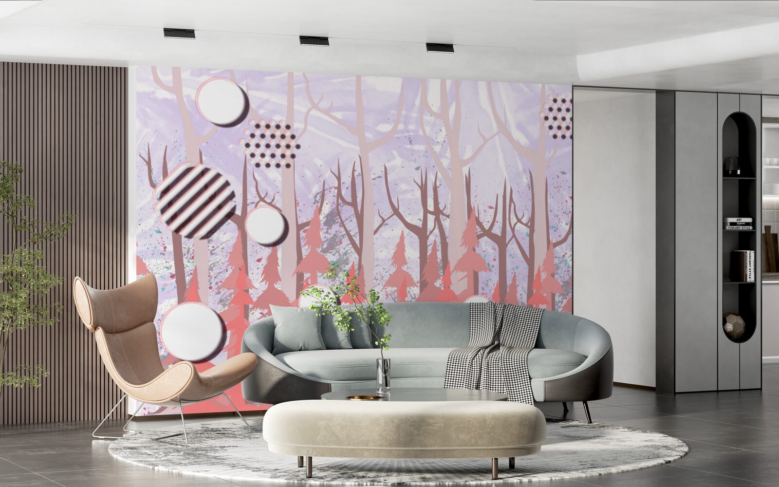 Fotobehang abstracte roze bladeren van een herfstbos