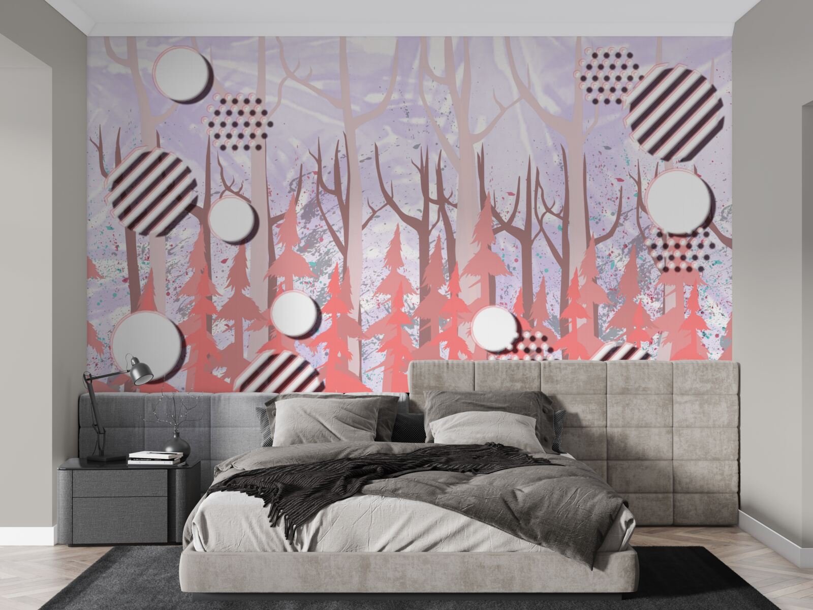 Fotobehang abstracte roze bladeren van een herfstbos